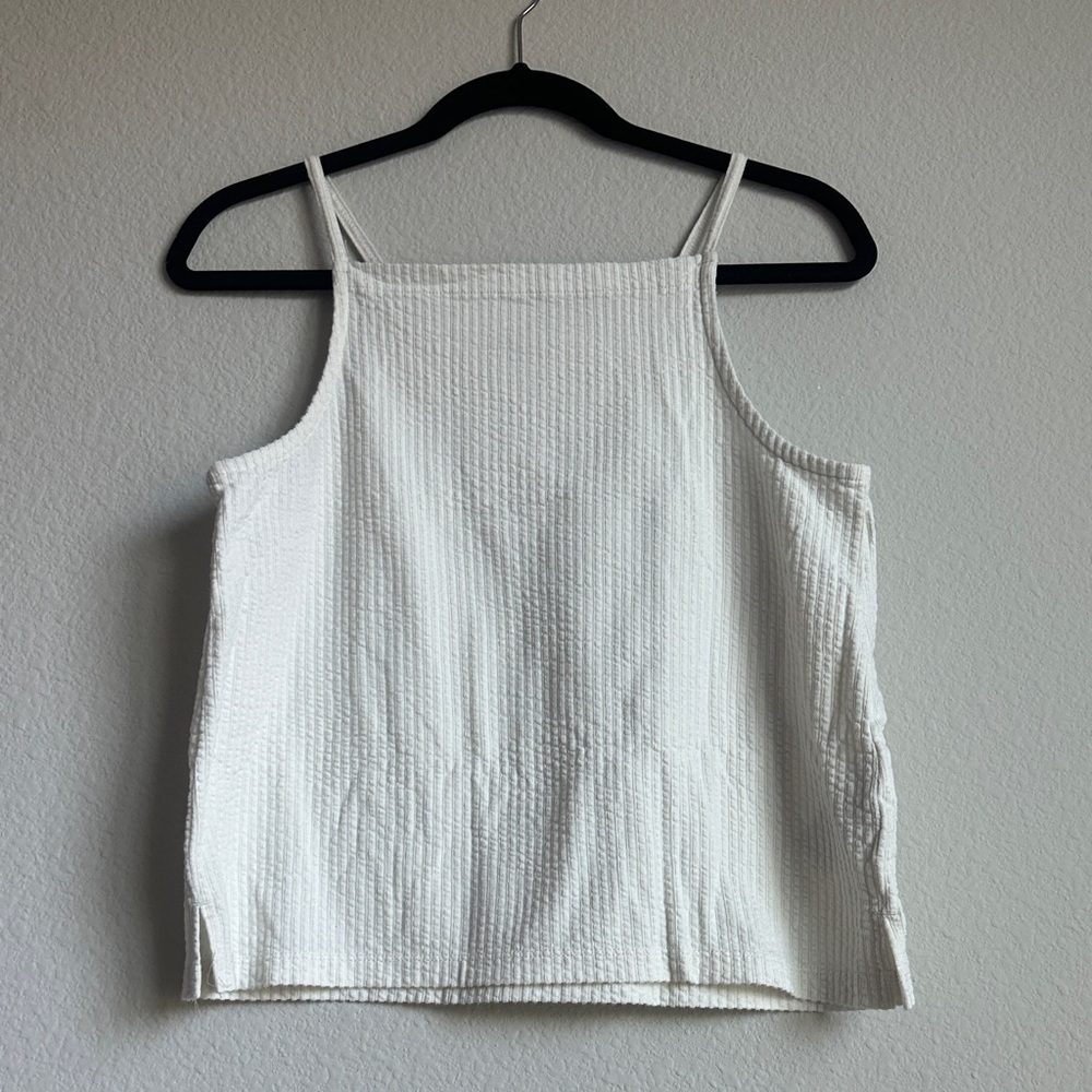 Madewell White Ribbed Top